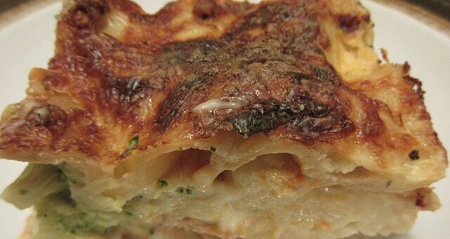 Brokkolis-karfiolos lasagne