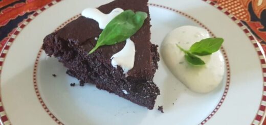 Csokoládés brownie bazsalikomos mascarpone öntettel