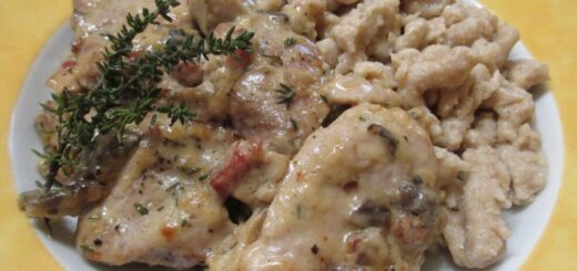 gombamártásban sült szűzérmék