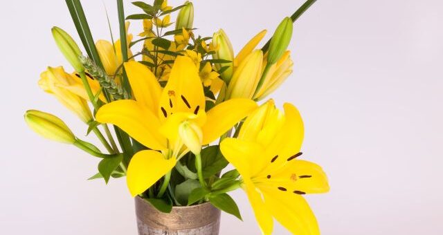 sárga liliomok vázában