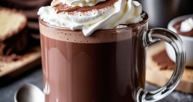 forró csoki pohárban tejszínhabbal